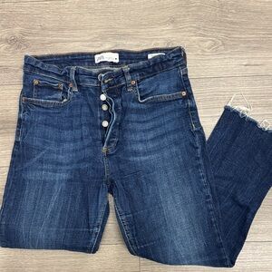 Zara Women's Dark Blue Ankle Jeans